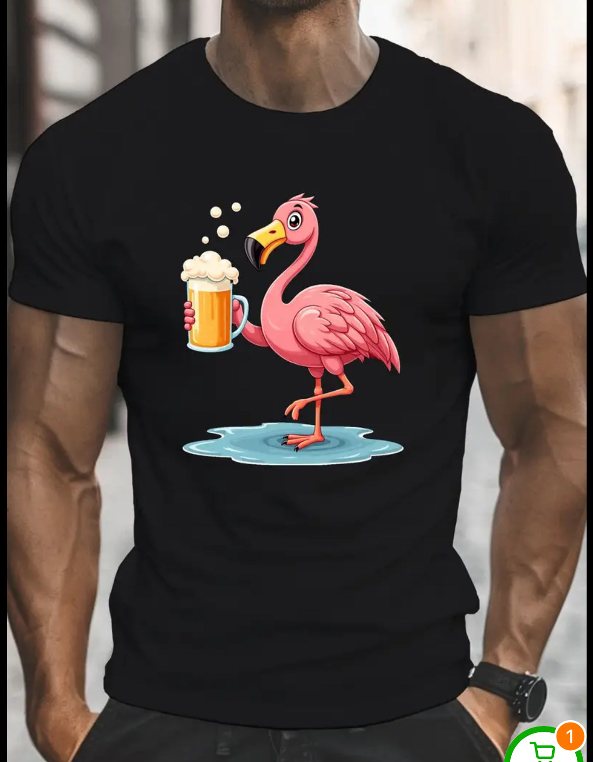 Svart T-shirt med flamingo