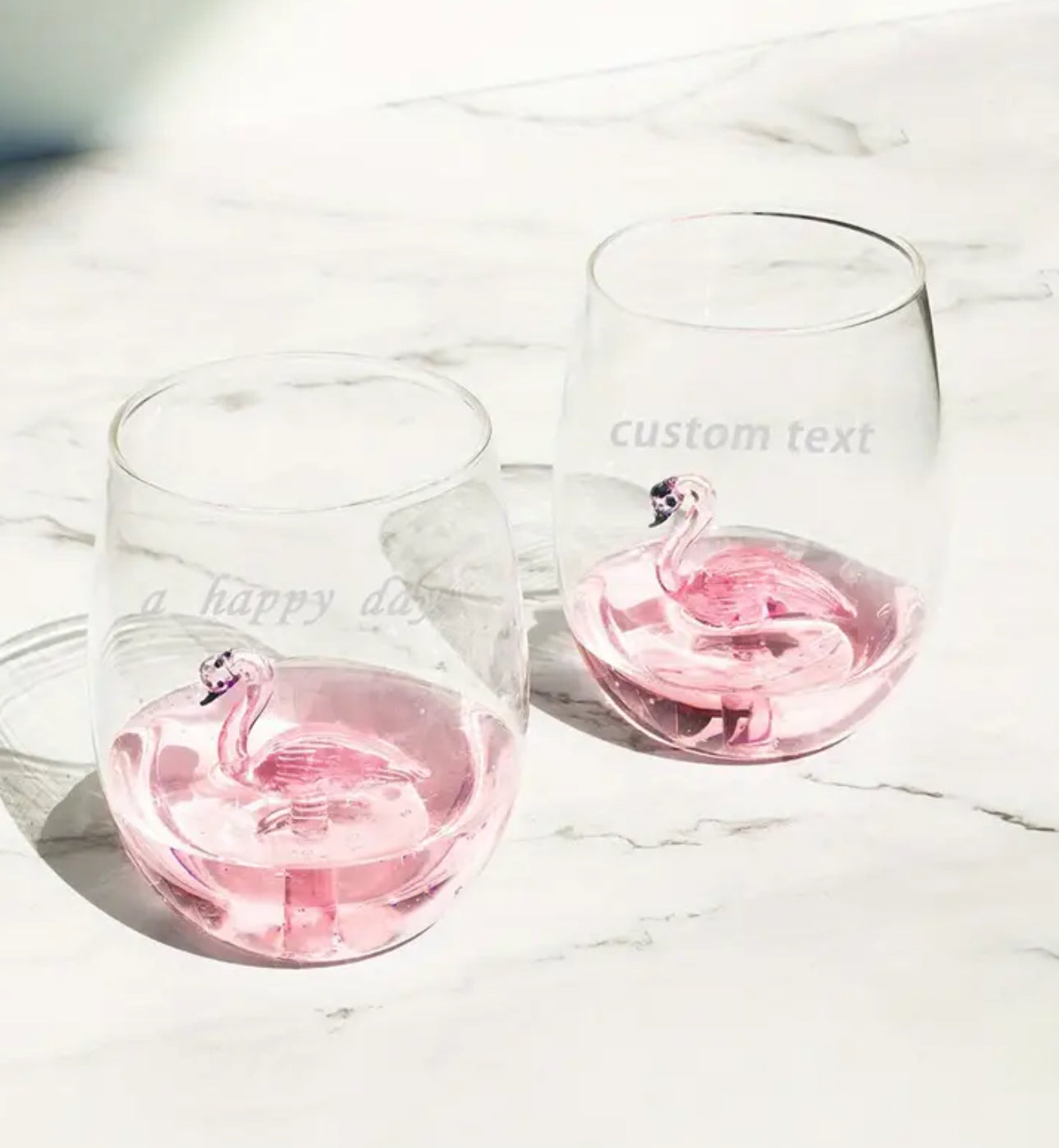 🦩 Flamingo Romance – Glas (2-pack