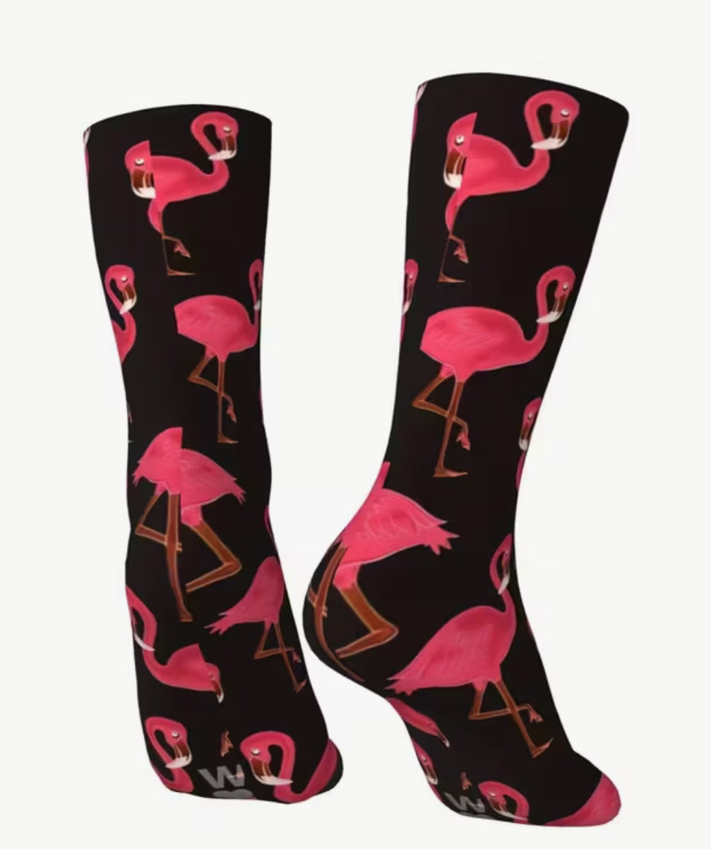 Busiga herr strumpor med rosa flamingo 😛