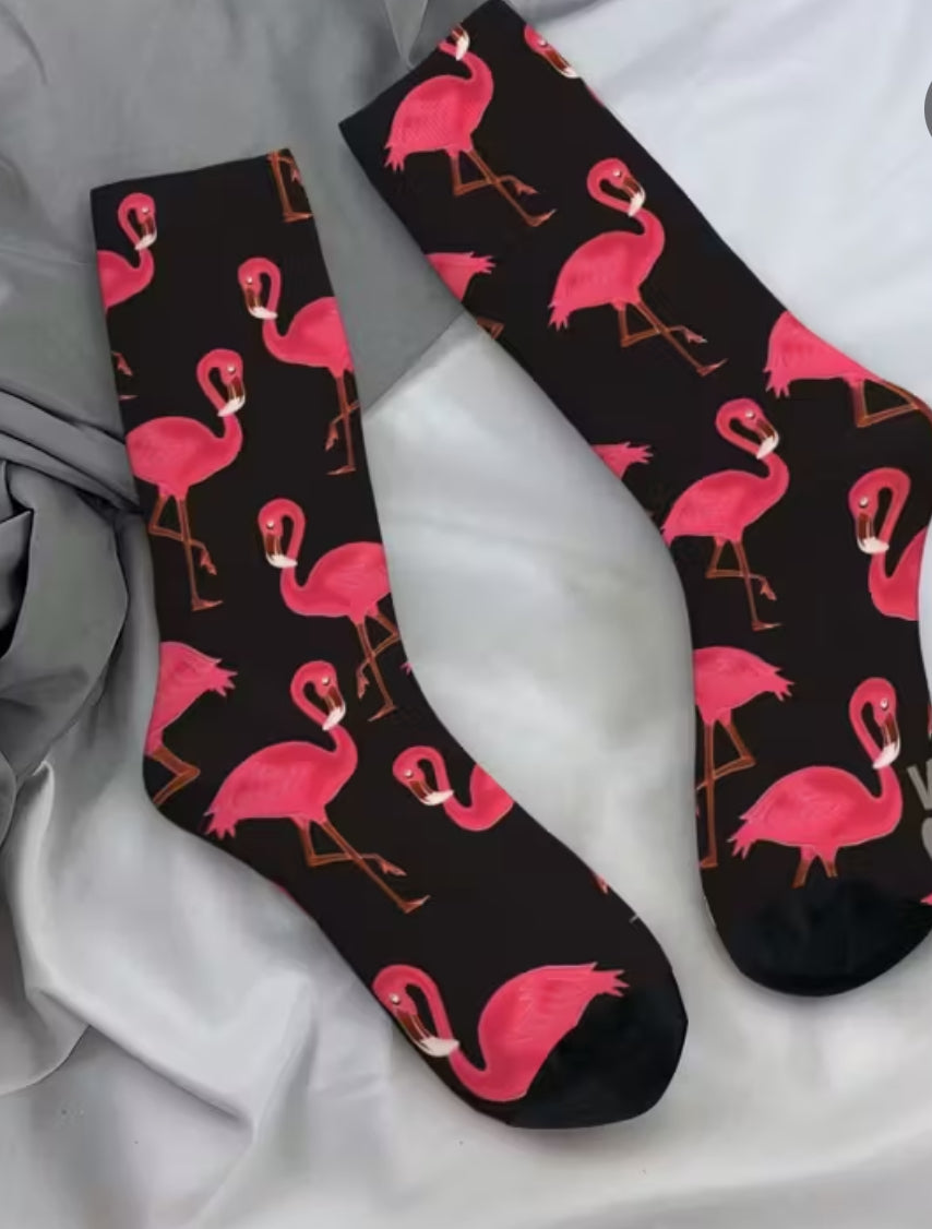 Busiga herr strumpor med rosa flamingo 😛